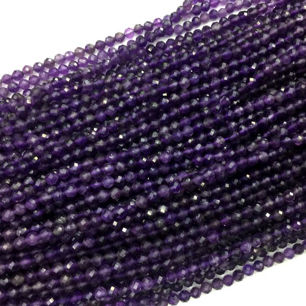 

natural genuine purple amethyst faceted small round loose beads 15.5" 06185, Black