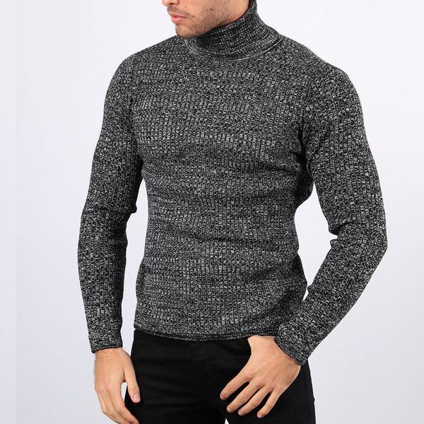 

autumn winter dark dray thick sweater men casual solid color casual turtleneck collar full sleeve pullovers knitting wild, White;black