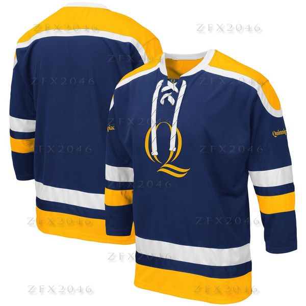 2020 Custom Mens NCAA Quinnipiac University Bobcats Hockey Jerseys Navy