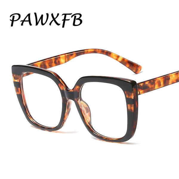 

pawxfb 2019 vintage leopard square glasses frames women men oversized optical fashion computer glasses female eyewear frames, Black