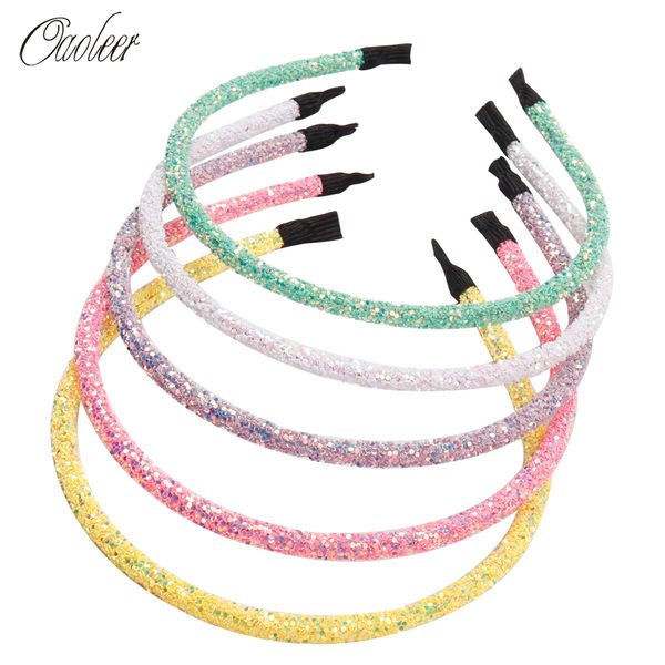 

oaoleer аксессуары для волос 2pcs / set solid блеска hairband для девочек блестящих цветов конфеты детей / женщин волосы обруч ободки new, Slivery;white