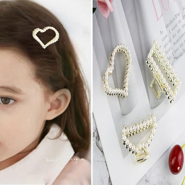 

2020 girls hair clips cute pearl hair pin children hairpin party princess accessories, Slivery;white