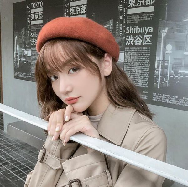 

new wool beret female restoring ancient ways british england korea edition is mixed with wool sweet and lovely painter cap, Blue;gray