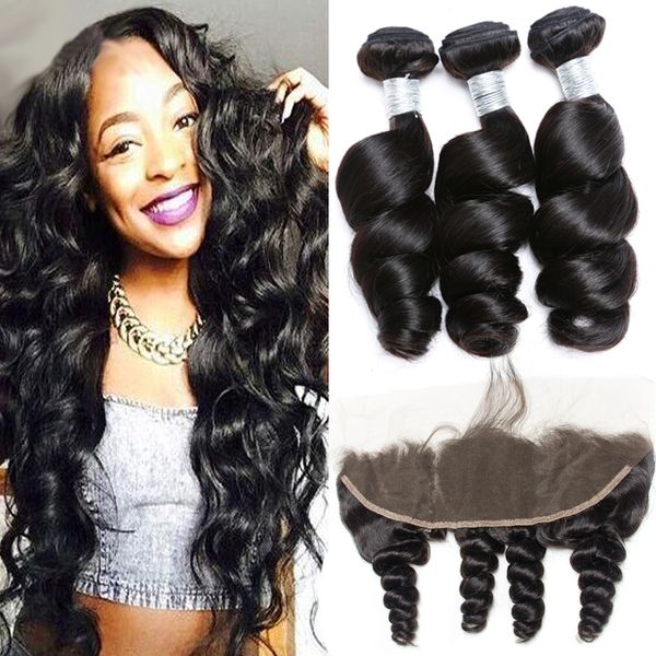 2019 Brazilian Hair Weave Bundles With Lace Frontal Closure 13x4