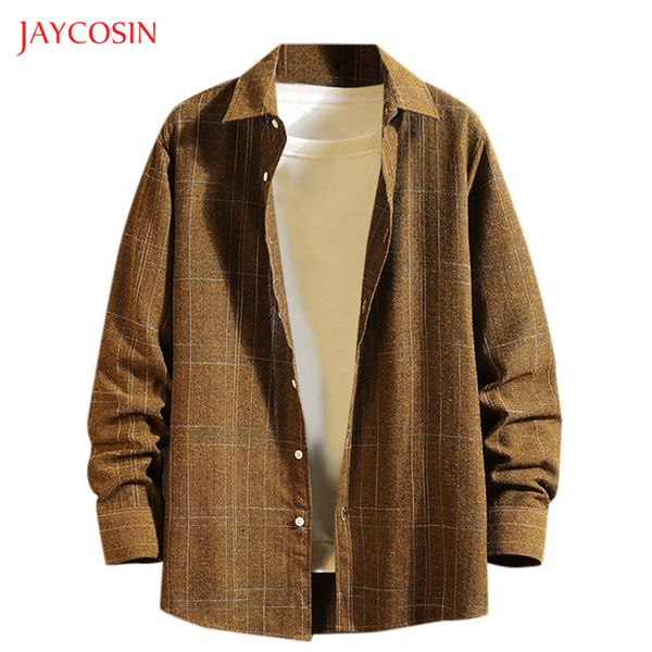 

joycosin 2019 new autumn winter men shirt casual fashion male clothes plaid solid color long sleeve men shirt plus, White;black