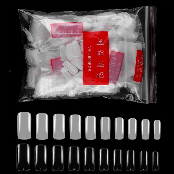 

500pcs false nail clear natura full cover french nail tips u-shape acrylic uv gel manicure fake nails art tips acrylic, Red;gold