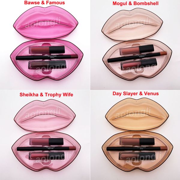 

2019 beauty liquid demi matte cream lip glo lip tick et makeup lip contour 3 in 1 lip tick lip liner lipglo big mouth box