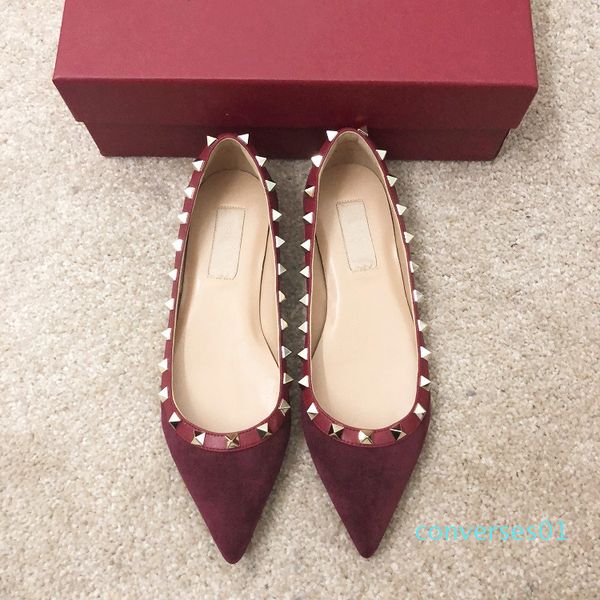 

casual designer lady fashion brand women fashion spikes point toe flats bride wedding shoes women shoes party shoes co01, Black