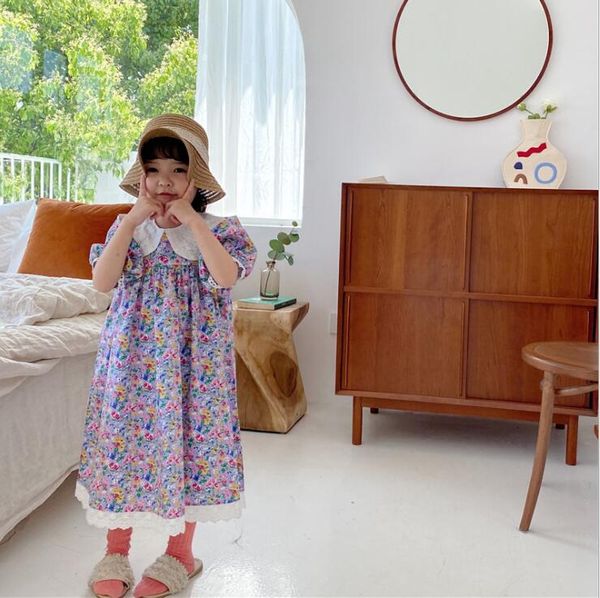 

2020 new girls printed dress summer cotton fashion girls dresses 2-7 years hv310, Red;yellow