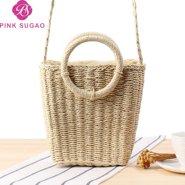

Pink sugao designer luxury handbags purses women tote bags shoulder handbag crossbody bags 2019 new fashion straw handbags for holidays