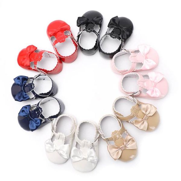 

newborn baby shoes girls party princess booties beautiful bow buckle strap pu leather toddler crib first walkers 0-18 month