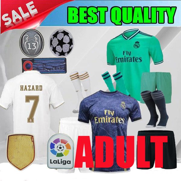 

kit 2019 real madrid home away sergio ramos soccer jersey 19 20 real madrid third kroos asensio isco modric 2020 men shirt shorts, Black