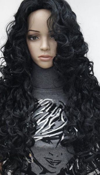 Wig Ll Hot Free New Fashion Charming Black Long Spiral Curls