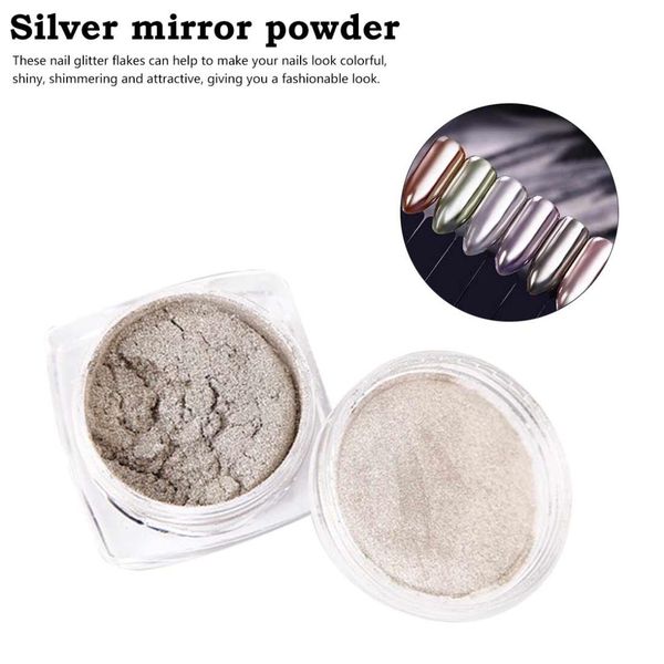 

1pcs nail art diy mirror silver rose gold nail glitter powder shinning champagne uv gel polish decoration, Silver;gold