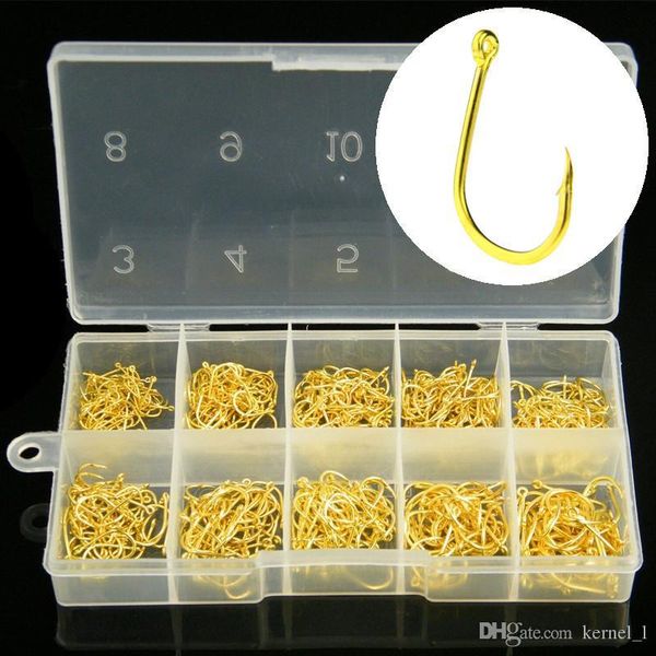 

500pcs 1box 3-12# gold ise hook high carbon steel barbed hooks fishing hooks carp fishing pesca accessories