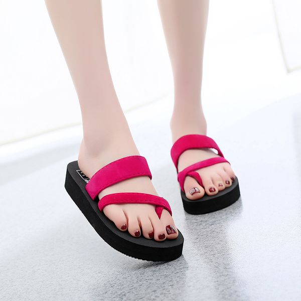 

size 35-42 new 2019 summer beach flip flops sandals women's slippers female flat sandals indoors&outdoors platform footwear, Black