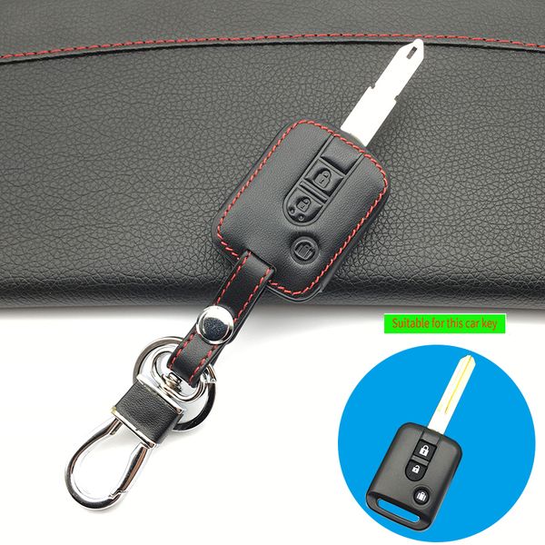 

for navara qashqai micra almera 2 / 3 buttons genuine leather car key cover case fob remote 2017 new style protect shell