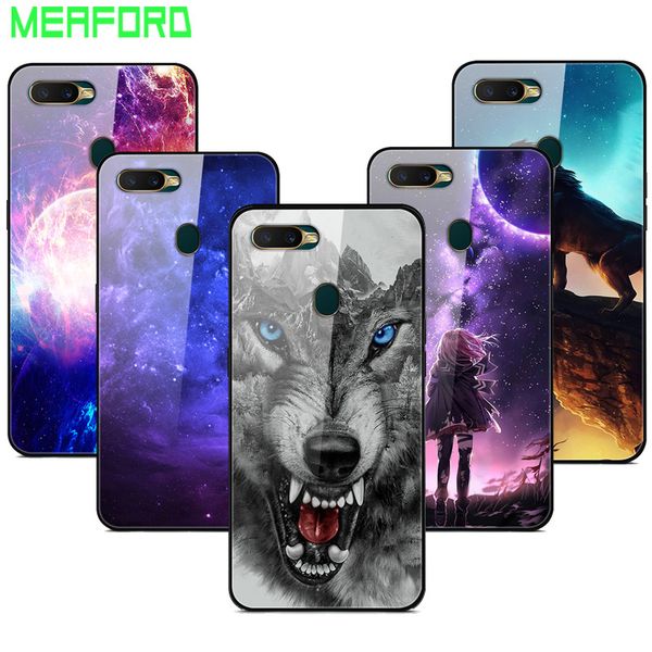 

for oppo ax7 case tempered glass planet space cover glass back case for oppo a7 a 7 ax7 coque shell for oppo a5s ax5s ax7 a7
