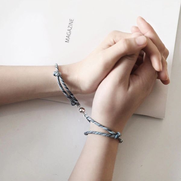 

2pcs пара браслет знак любви дружба rope плетеный расстояние магнитные украшения для lover друзей sisters nov99, White