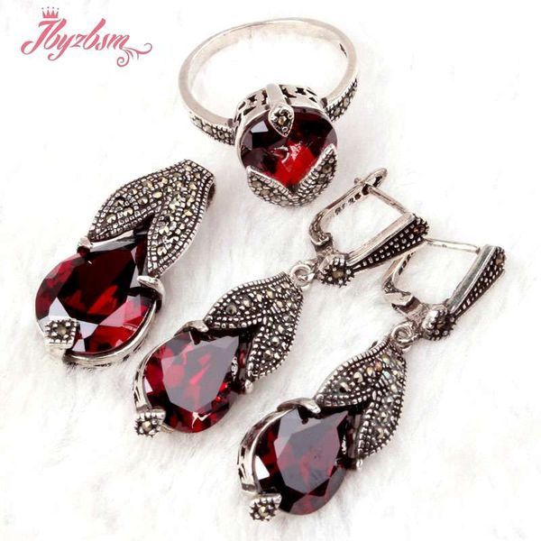 

drop red cz crystal marcasite silver plated for woman christmas new year fashion style stone beads 1 pc pick shape