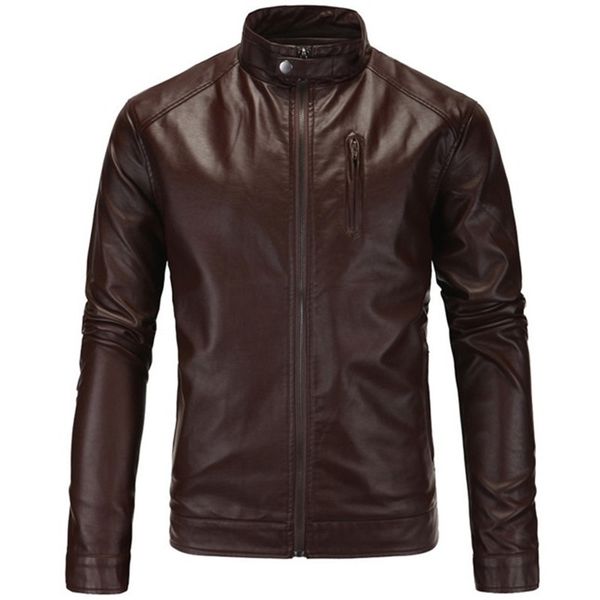 

men's genuine leather jacket for motorcycle fashion zipper autumn winter slim fit italian vintage business male black brown coat