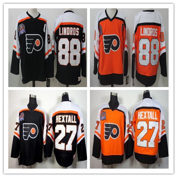 

stitched 1997 stanley cup philadelphia flyers vintage #88 eric lindros jerseys mens #27 ron hextall ice hockey jerseys quality, Black;red