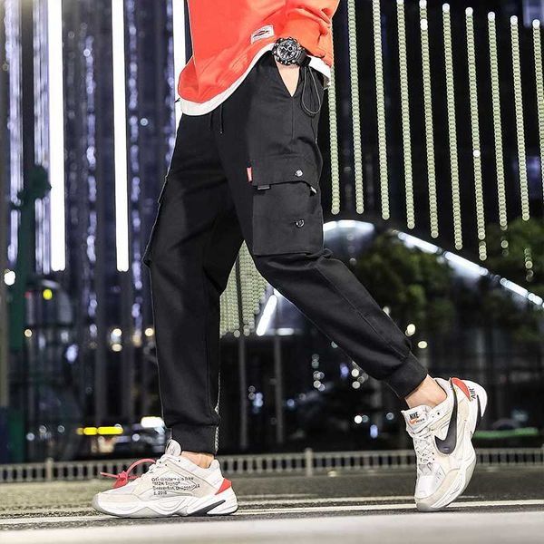 

8xl hip hop cargo pants men japanese streetwear pants male trousers designer brand sweatpants punk side pockets joggers for men, Black