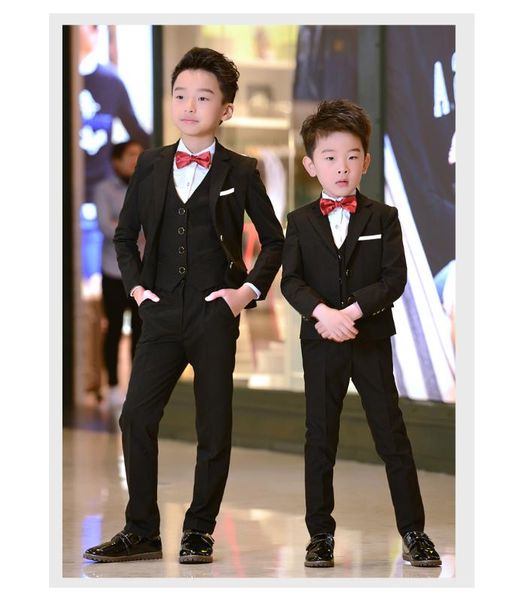 

3pcs kids boys suits black blazers formal wedding tuxedos teenage party clothes toddler baby clothing flower boy blazer suit set