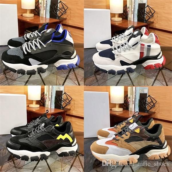 

men designer shoes leave no trace trainers nylon leather suede and honeycomb knit sneaker lace reflective basketball running shoes with box, Black