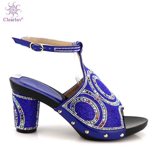 

latest royal blue slippers shoes african women wedding shoes elegant italian woman with stone low heels woman summer pump, Black