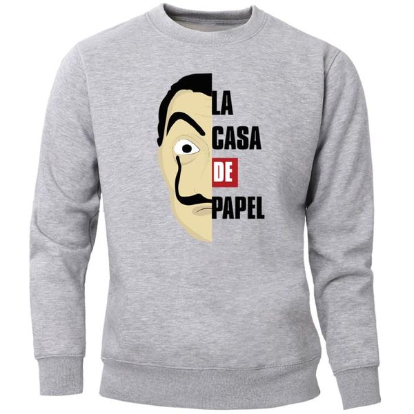 

la casa de papel sweatshirts hoodie men professor sergio marquina movie crewneck sweatshirt jumper tv show slim warm streetwear, Black