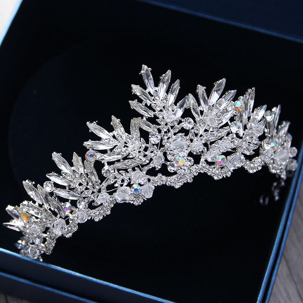 

барокко циркон диадема мода благородных кристаллы листы rhinestone корона диадема для невесты принцессы ободки свадебных аксессуаров для вол, Golden;white