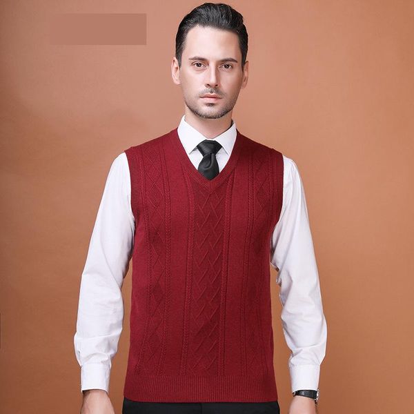 

new arrival men's winter casual warm wool vest computer knitted v-neck comfortable male sweater large size m-3xl, Black;white