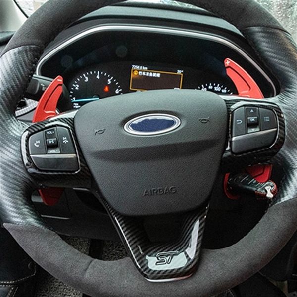 Para Ford Fiesta MK8 2017 2018 Foco MK4 ST 2019 Steering 2020 Tampa Trims fibra de carbono ABS Roda Stlye Adesivos Acessórios Car