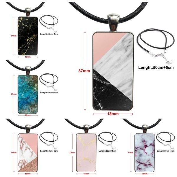 

steel color glass cabochon with rectangle shaped pendant choker necklace for women girls black gold marble stone, Silver