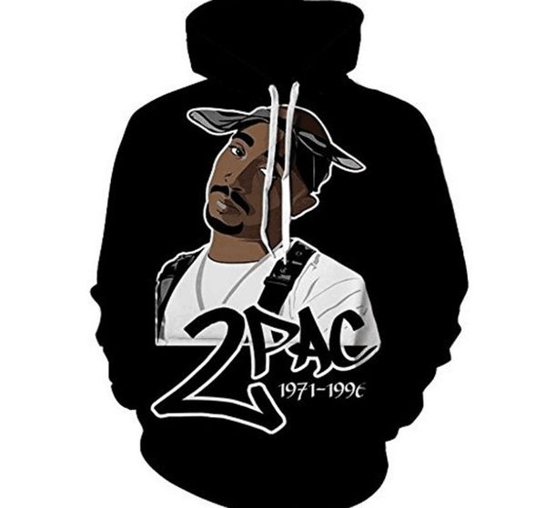 

хип-хоп 2pac 3d hoodie толстовки для мужчин весна пуловеры печать рэппер тупак толстовки с длинным рукавом черный толстовки, Black