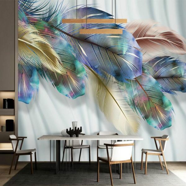 

custom modern minimalist color light luxury golden feather background mural wallpaper 3d wall papers home decor