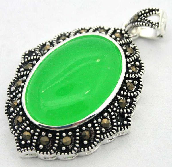 

natural green bead 925 sterling silver marcasite necklace pendant 27*430mm