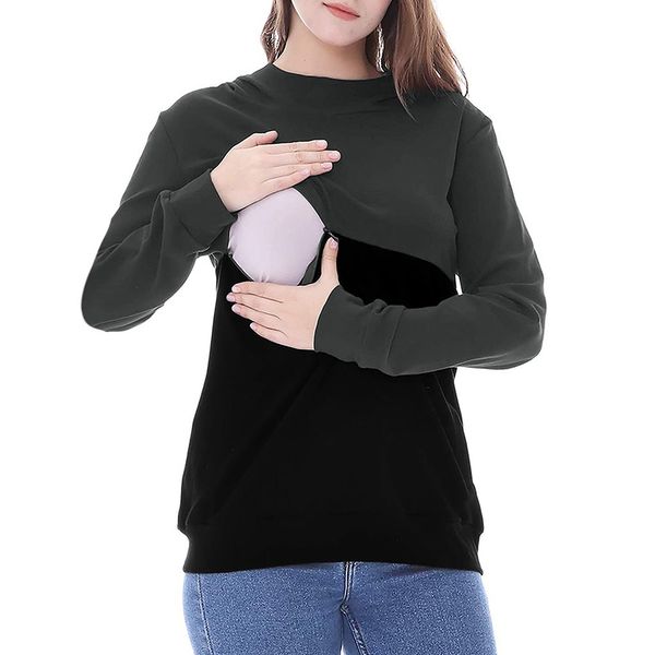 

SAGACE Maternity Clothes Breastfeeding Tops Women Hoodie Blouse Long Sleeve Clothes Casual Loose Maternity Clothes Autumn