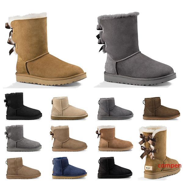 

new designer australia women classic snow boots ankle short bow fur boot for winter grey black women winter shoes size 36-41 ing