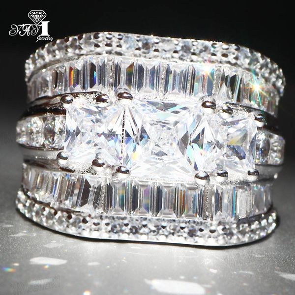 

yayi jewelry princess cut 12 ct white zircon silver color engagement rings wedding heart rings girls party gifts, Slivery;golden