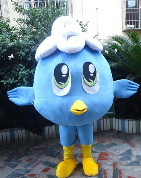 2019 Prese di fabbrica Costumi della mascotte dell'uccello blu impertinente adorabile sveglio Costumi del personaggio dei cartoni animati per adulti Costumi blu impertinenti del Brid