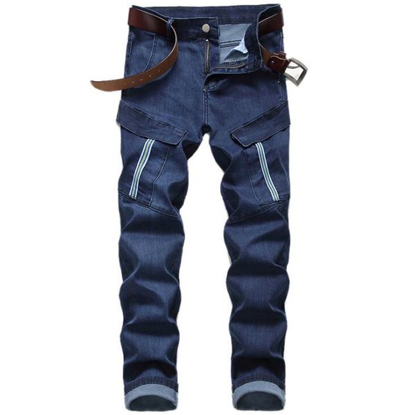 

2019 new men jeans male straight classic jeans trousers brand skinny slim denim stretch autumn pants, Blue