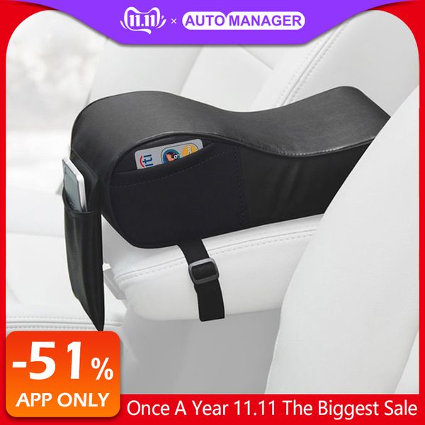 

pu leather car armrest pad memory foram auto center console armrests covers with 3 pockets universal internal accessories
