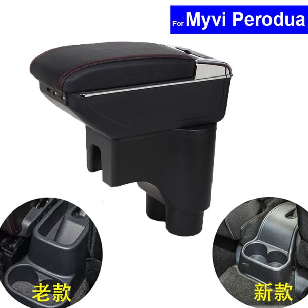 

for myvi perodua armrests box with cup holders leather car center console usb auto armrest box ing