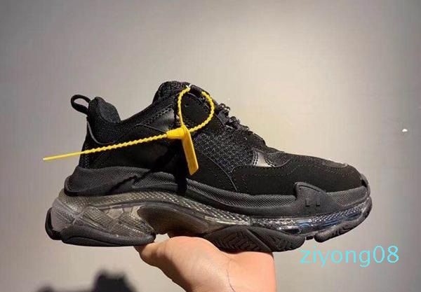 

2019 paris 17fw triple-s crystal bottom green luxury dad shoes platform triple s sneakers for mens women vintage kanye grandpa trainers z08, Black