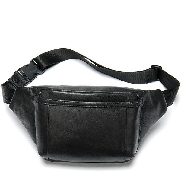 

new solid color sheepskin waist pack fashion men's genuine leather chest bag simple soft leather shoulder crossbody bag