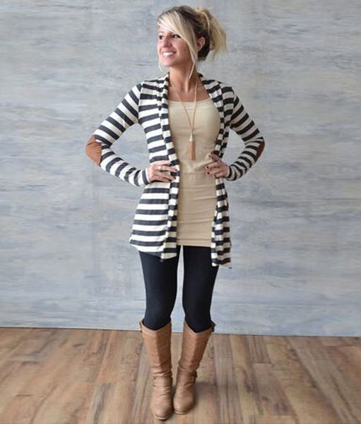 

designer womens sweaters cardigan casual striped panelled sweater jacket long sleeve women clothing 2 colors wholesale, White;black
