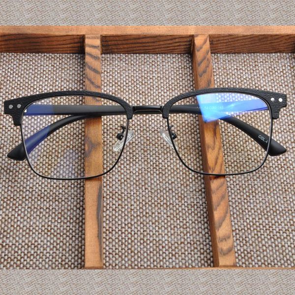 

anti-blue eye glasses frame mens eyebrow wood grain eyeglasses 54mm square frame anti eyestrain uv400 glare blocking, White;black