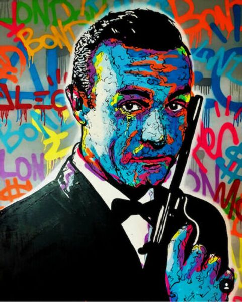 

alec monopoly graffiti art james bond portrait home decor handcrafts /hd print oil painting on canvas wall art canvas pictures 200202